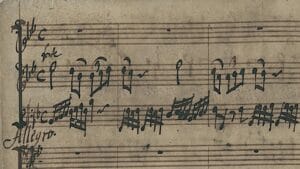 Fragmento de manuscrito musical de las Trio Sonatas ZWV 181 de Jan Dismas Zelenka
