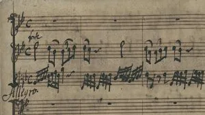 Fragmento de manuscrito musical de las Trio Sonatas ZWV 181 de Jan Dismas Zelenka